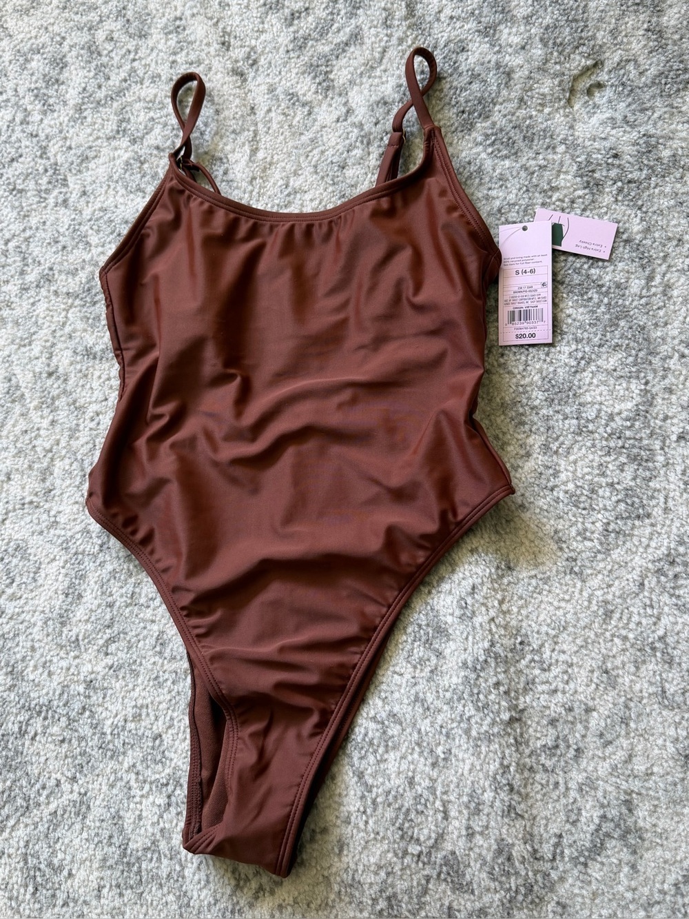 NWT Wild Fable Brown Scoop Neck One Piece Swimsuit Size: Small